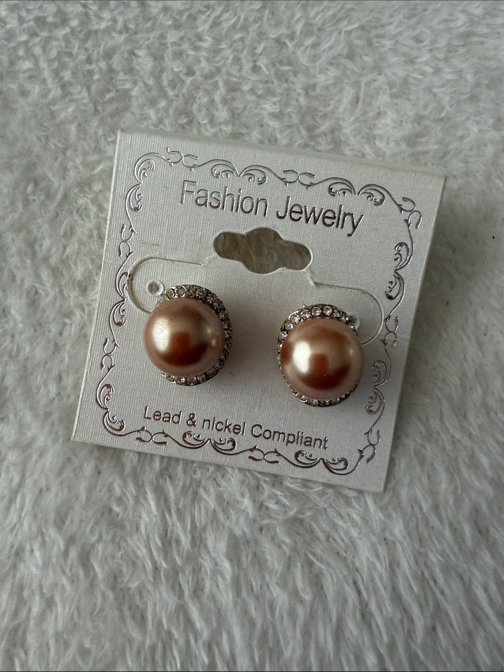 Fashion Jewelry Champagne Pearl Halo Stud Earrings